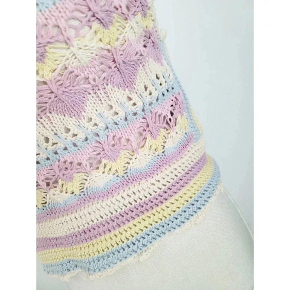 Zara Pastel Rainbow Crochet Knit Sleeveless Y2K 90s Crop Top Tank Cami M - Picture 5 of 9
